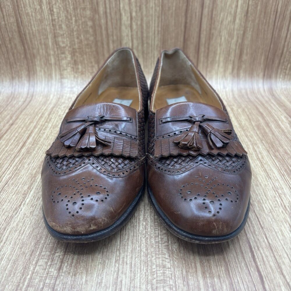 Mezlan COZUMEL Cognac Brown Tassel Woven Men's Size 9 M Dress Shoe Loafer - Picture 4 of 9